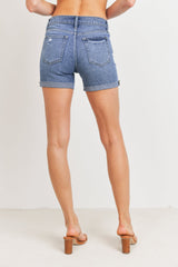 JUST USA HIGH WAISTED CUT OFF CUFFED SHORT - Horizon Bliss