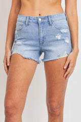 JUST USA MID RISE DISTRESSED MINI SHORT - Horizon Bliss