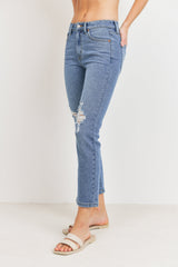 JUST USA KNEE DISTRESSED STRAIGHT LEG JEAN - Horizon Bliss