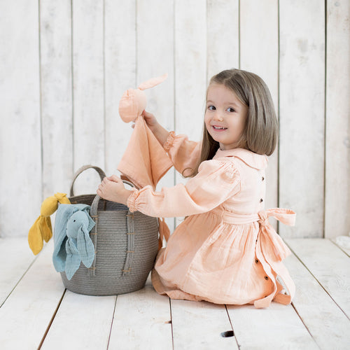 OrganicEra Organic Muslin Peter Pan Collar Dress, Salmon - Horizon Bliss