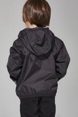 Kids Black Full Zip Packable Rain Jacket and Windbreaker - Horizon Bliss