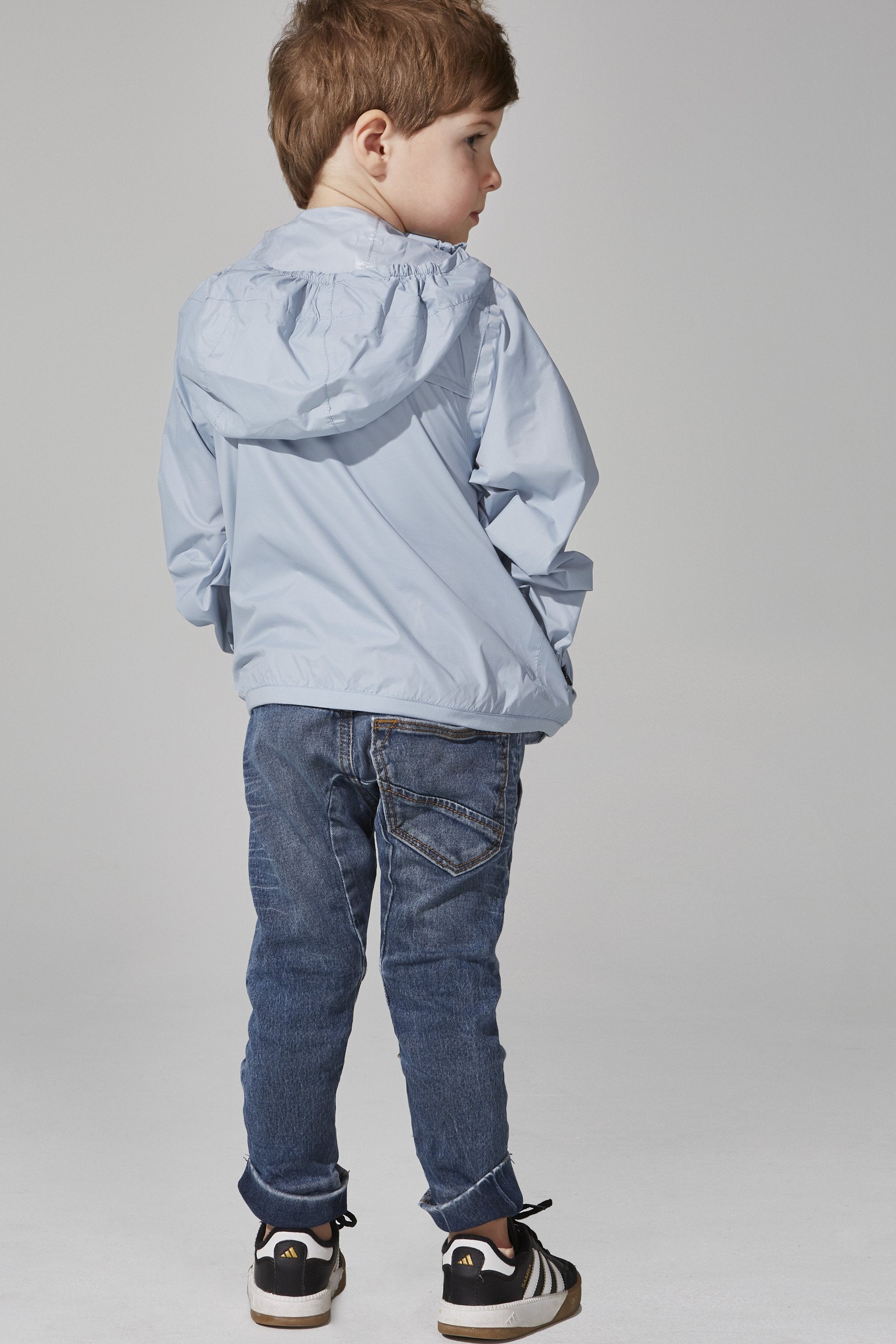 Kids Celestial Blue Full Zip Packable Rain Jacket and Windbreaker - Horizon Bliss