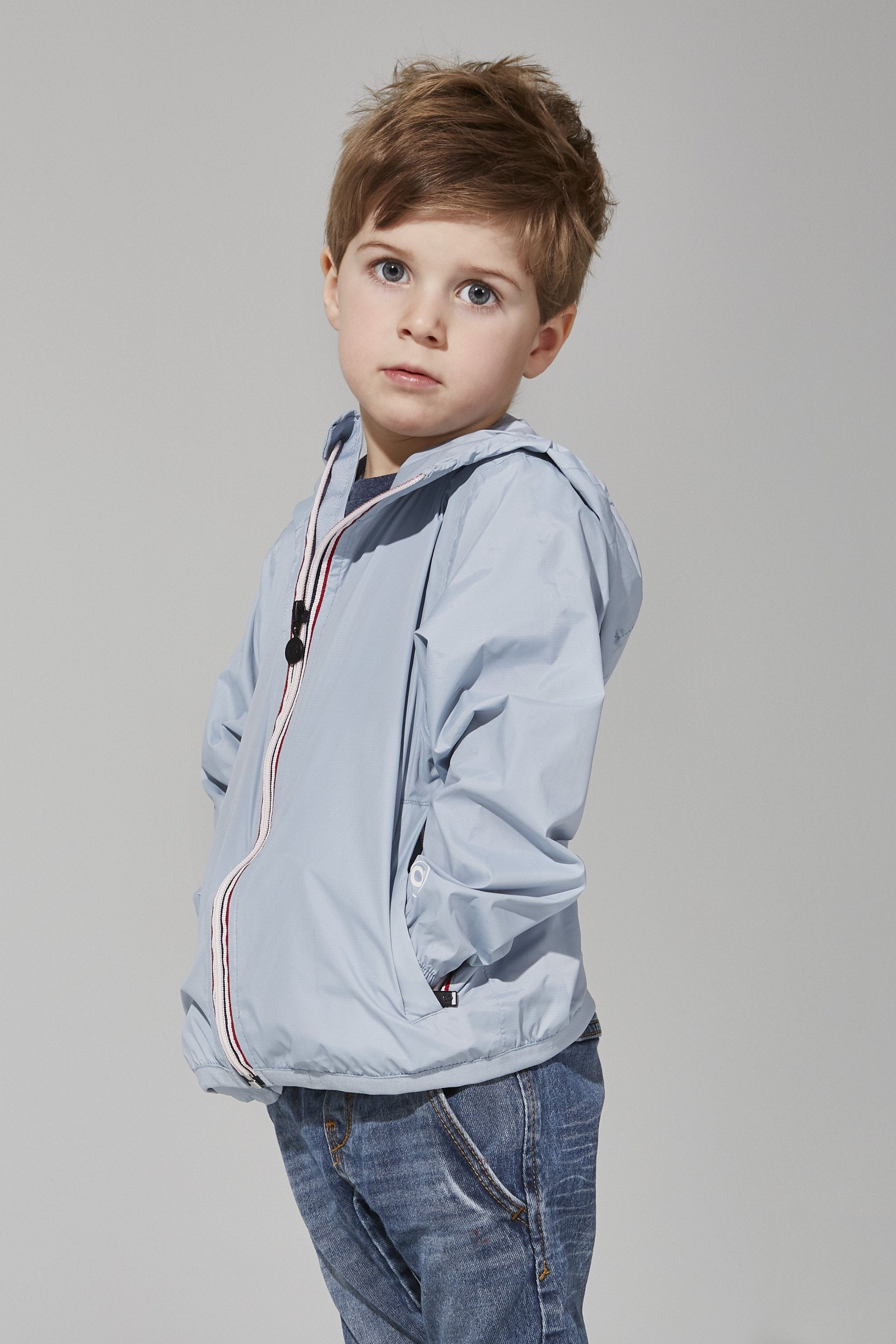 Kids Celestial Blue Full Zip Packable Rain Jacket and Windbreaker - Horizon Bliss