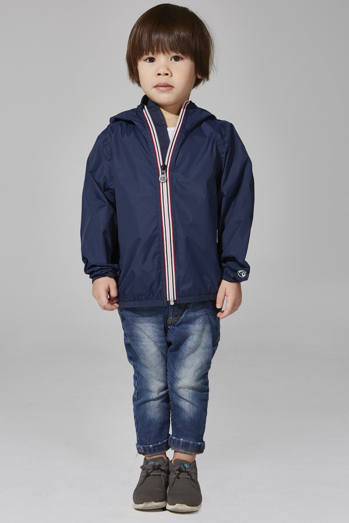 Kids Navy Full Zip Packable Rain Jacket and Windbreaker - Horizon Bliss