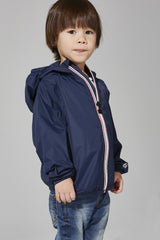 Kids Navy Full Zip Packable Rain Jacket and Windbreaker - Horizon Bliss