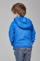 Kids royal blue full zip packable rain jacket and windbreaker - Horizon Bliss