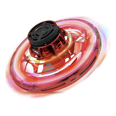 Zummy Flying Mini UFO Toy for Kids with RGB Lights, Red