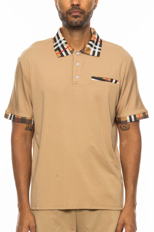 Checkered Detail Polo - Horizon Bliss