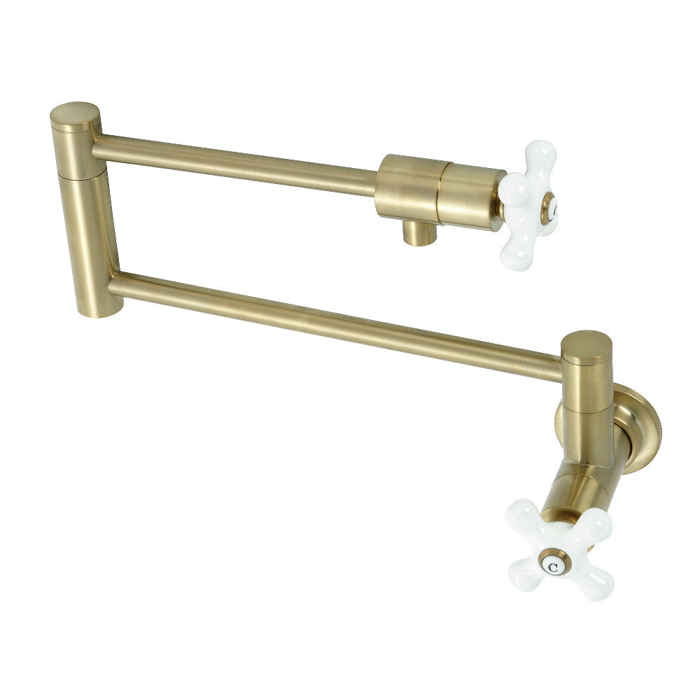 Kingston Brass KS4107PX Metropolitan Wall Mount Pot Filler, Brushe