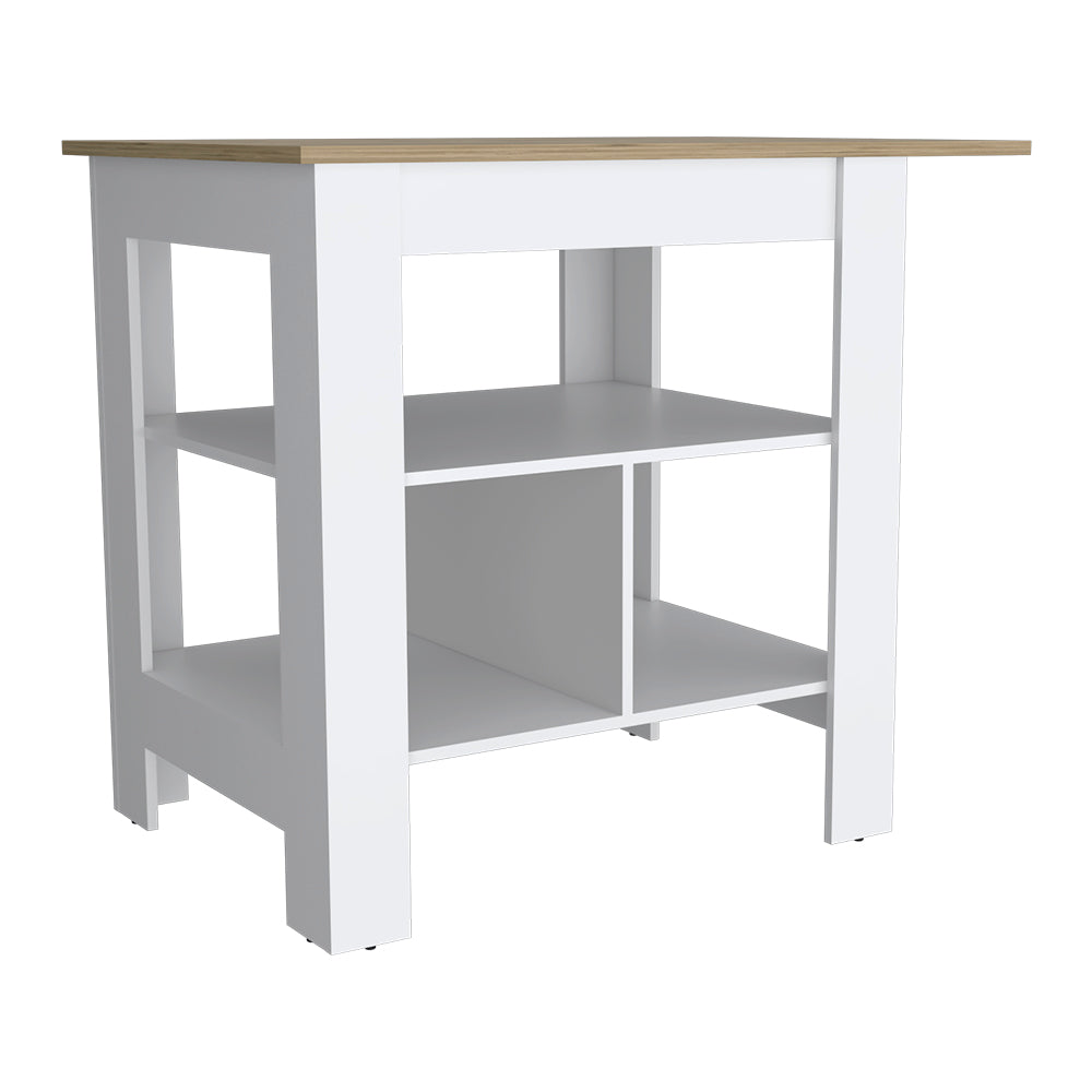 Kitchen Island Pompeya, Three Shelves, White Finish - Horizon Bliss