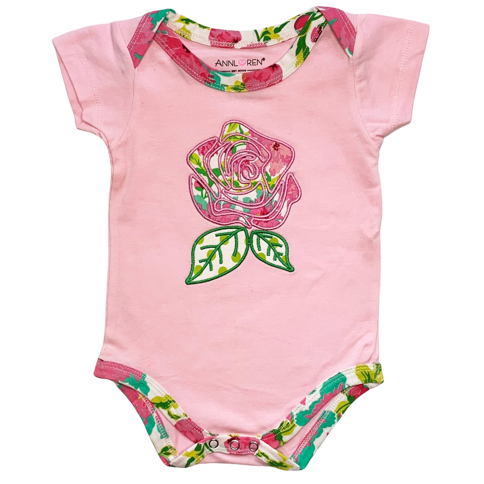 AnnLoren Baby Girls Layette Pink Floral Onesie Pants Headband 3pc Gift - Horizon Bliss