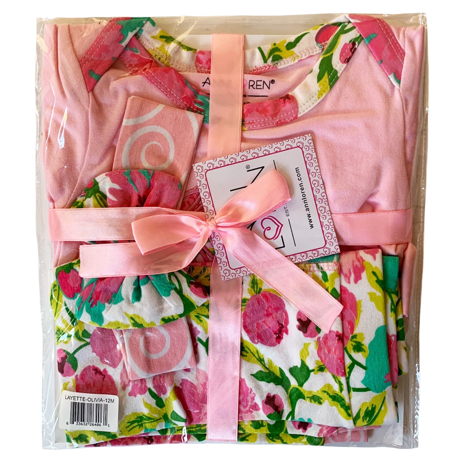 AnnLoren Baby Girls Layette Pink Floral Onesie Pants Headband 3pc Gift - Horizon Bliss