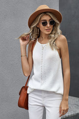 Summer White Keyhole Knit Tank Top - Horizon Bliss