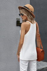 Summer White Keyhole Knit Tank Top - Horizon Bliss