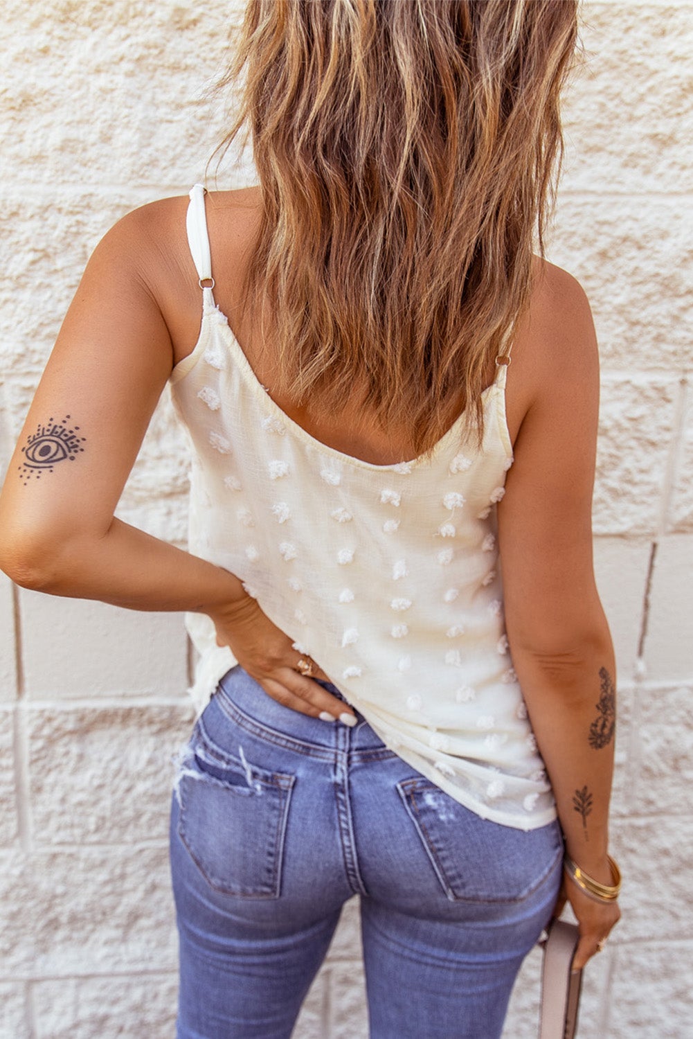 Beige Swiss Dot Tank - Horizon Bliss