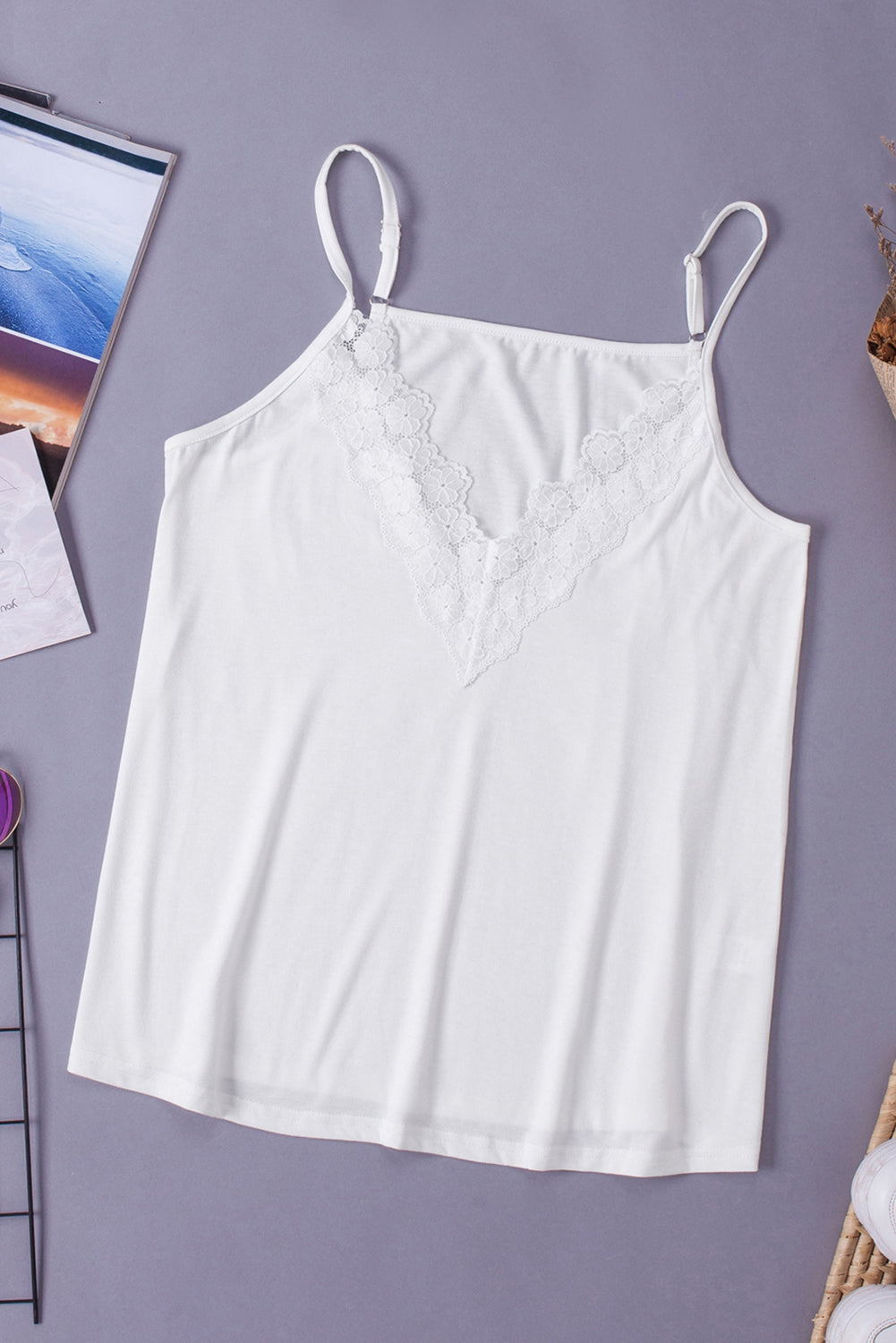 Chic White Lace Camisole Top - Horizon Bliss