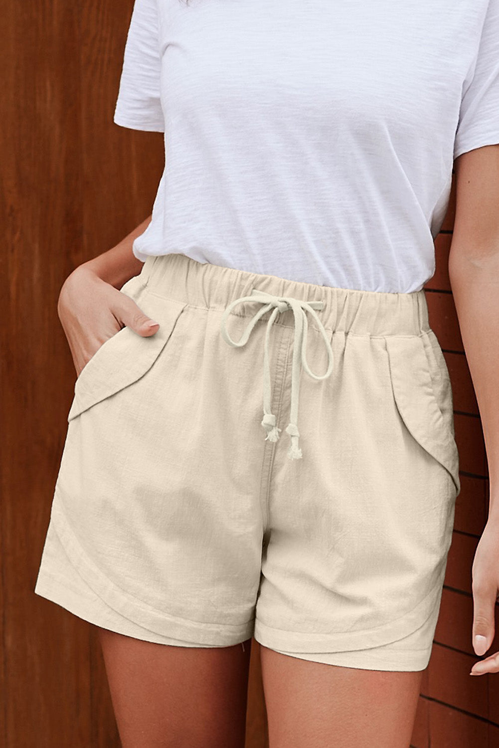 Casual Beige Faylin Women Shorts - Horizon Bliss