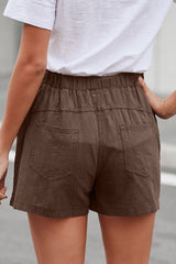 Women Casual Khaki Faylin Linen Shorts - Horizon Bliss