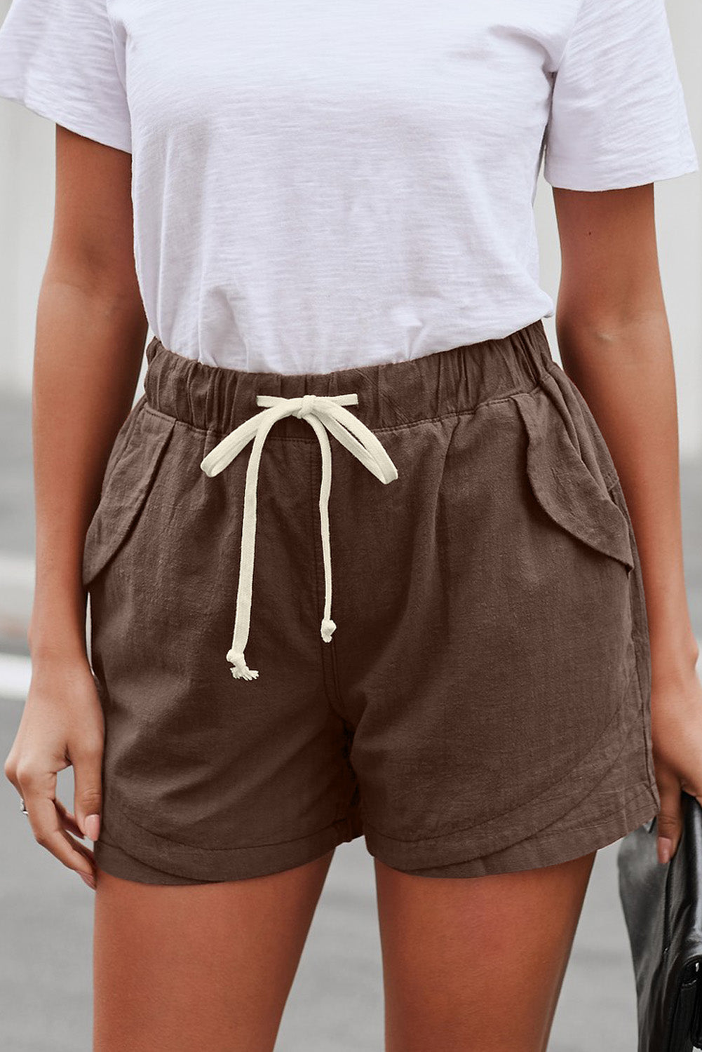 Women Casual Khaki Faylin Linen Shorts - Horizon Bliss