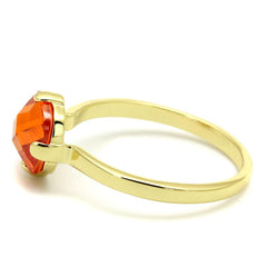 LO4079 - Flash Gold Brass Ring with AAA Grade CZ  in Orange