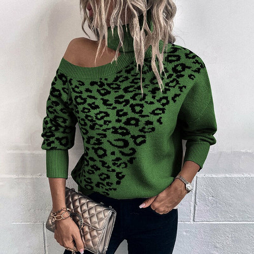 Lapel Leopard Print Sweater - Horizon Bliss