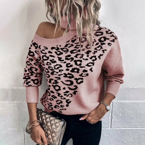 Lapel Leopard Print Sweater - Horizon Bliss