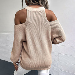 Single Breasted Knitted Sweater Off Shoulder Sexy Cardigan - Horizon Bliss