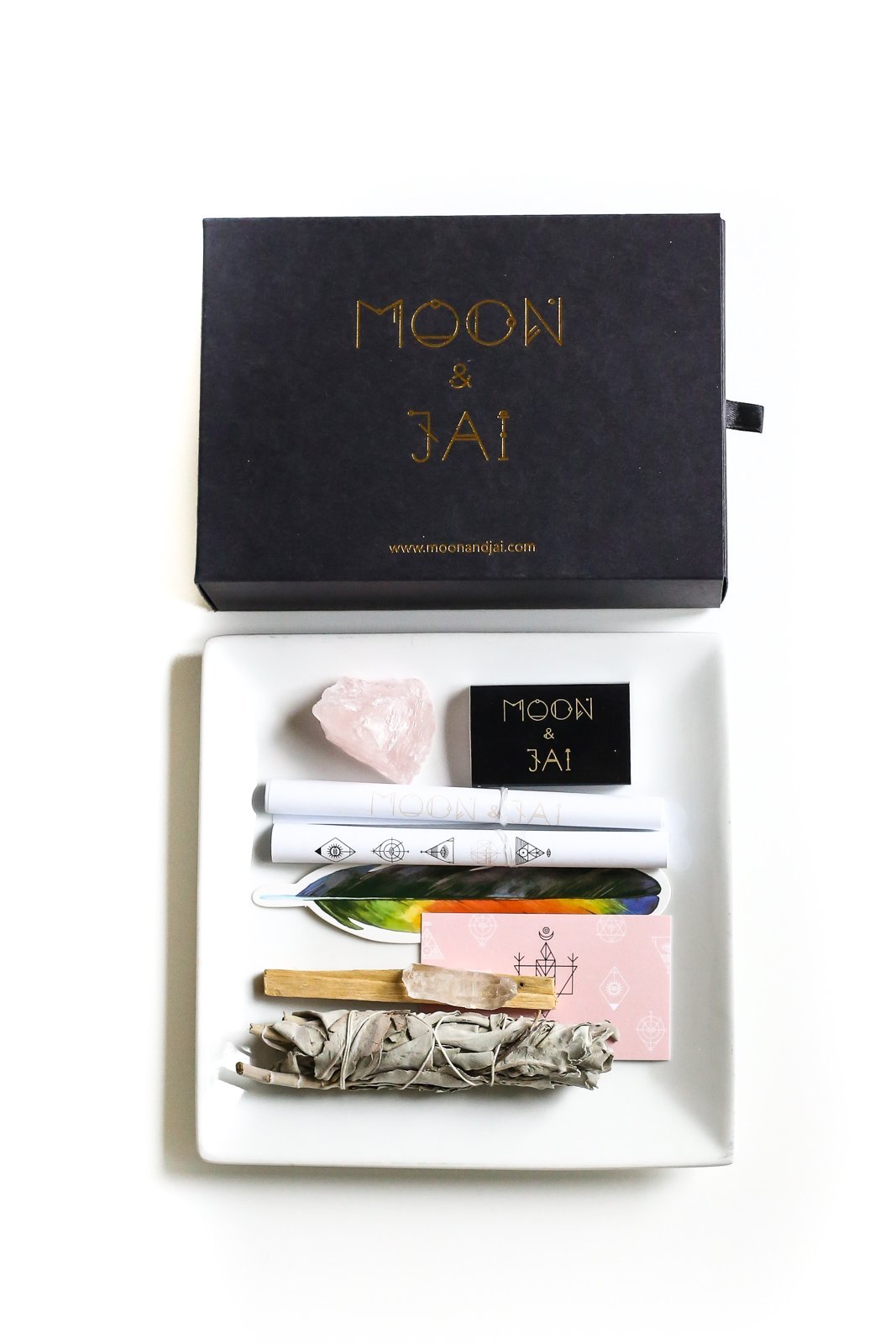 Love Ritual Kit with Rose Quartz, Clear Quartz, Sage, Palo Santo, and