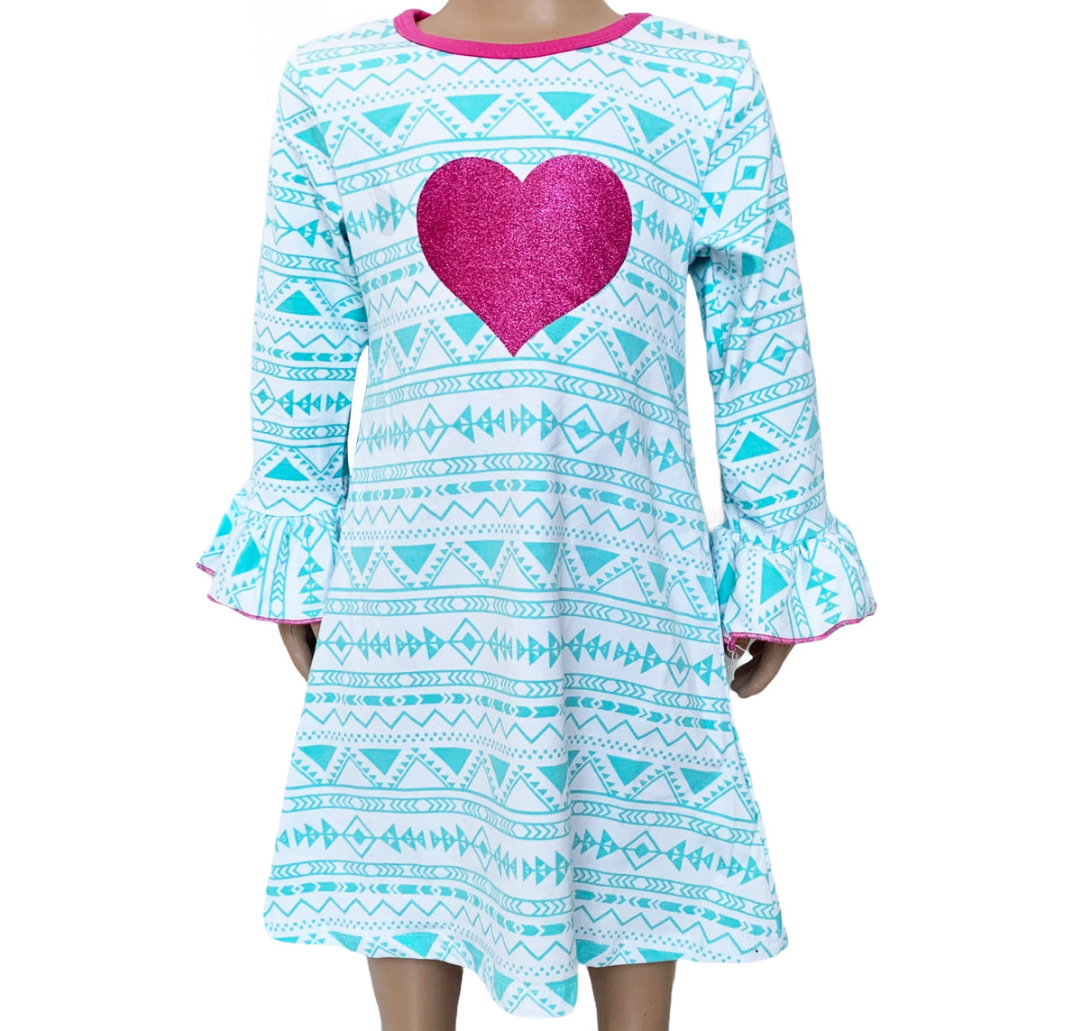 AL Limited Girls Boutique Blue & Pink Heart Soft Cotton Long Sleeve - Horizon Bliss