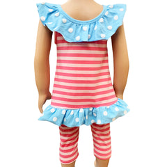 Girls Pink Swan Princess Striped Tunic and Capri Leggings Outfit - Horizon Bliss