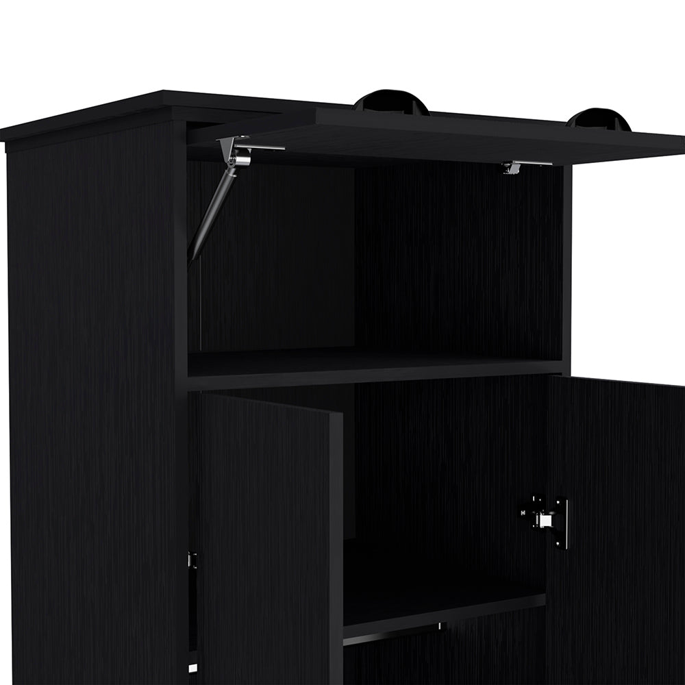 Armoire with Two-Doors Dumas, Top Hinged Drawer and 1-Drawer, Black - Horizon Bliss