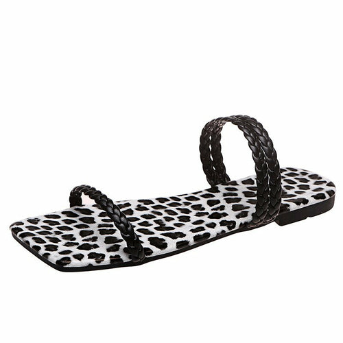 Leopard Flats Slippers Square Toe Women Sandals - Horizon Bliss