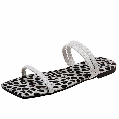 Leopard Flats Slippers Square Toe Women Sandals - Horizon Bliss