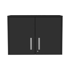 Wall Storage Cabinet Lions, 3 Shelves, Double Door, Black Wengue - Horizon Bliss