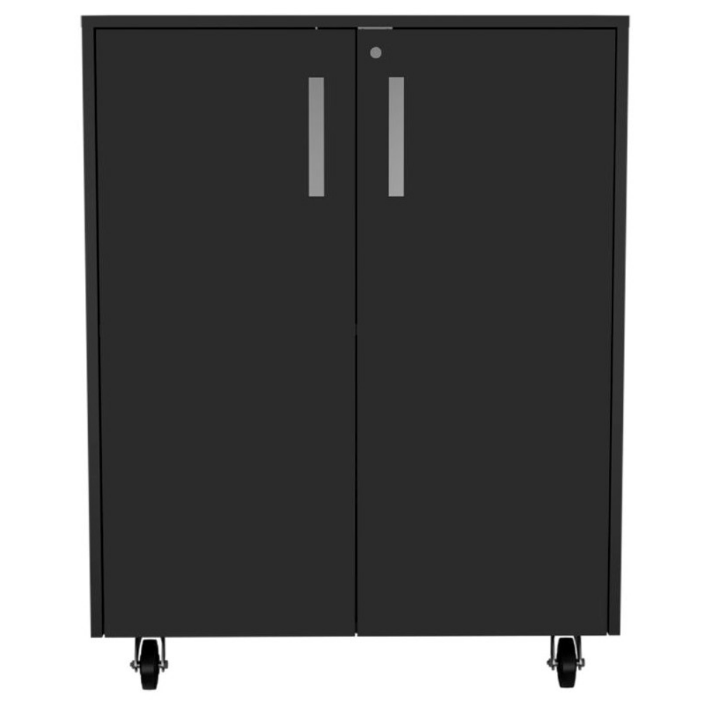 3 Drawers Storage Cabinet with Casters Lions Office, Black Wengue - Horizon Bliss