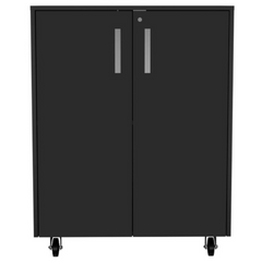 3 Drawers Storage Cabinet with Casters Lions Office, Black Wengue - Horizon Bliss