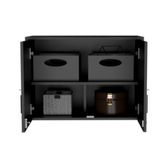 Wall Storage Cabinet Lions, 3 Shelves, Double Door, Black Wengue - Horizon Bliss