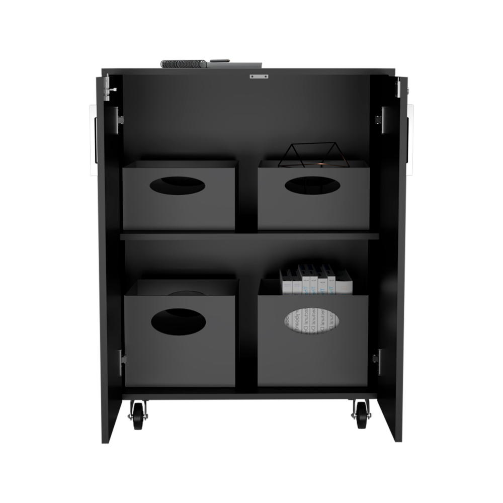 3 Drawers Storage Cabinet with Casters Lions Office, Black Wengue - Horizon Bliss