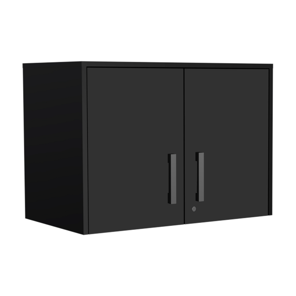 Wall Storage Cabinet Lions, 3 Shelves, Double Door, Black Wengue - Horizon Bliss