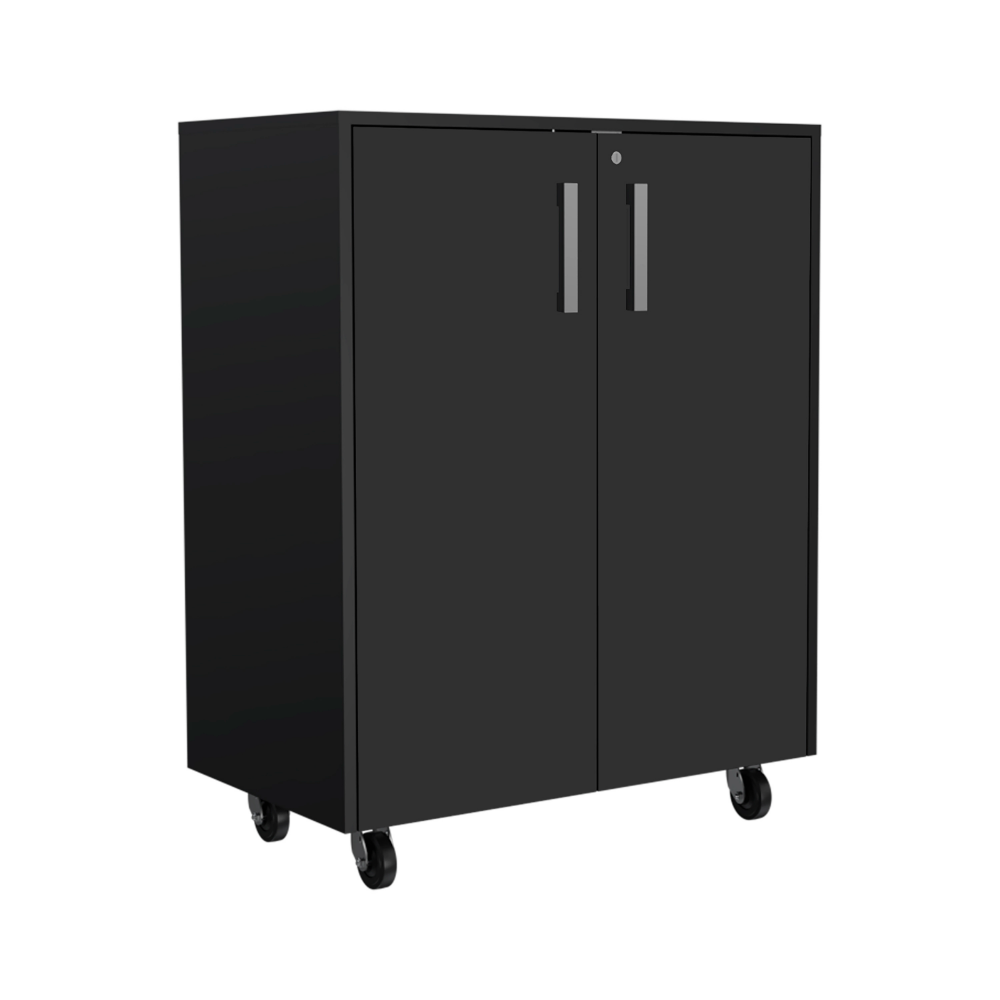 3 Drawers Storage Cabinet with Casters Lions Office, Black Wengue - Horizon Bliss