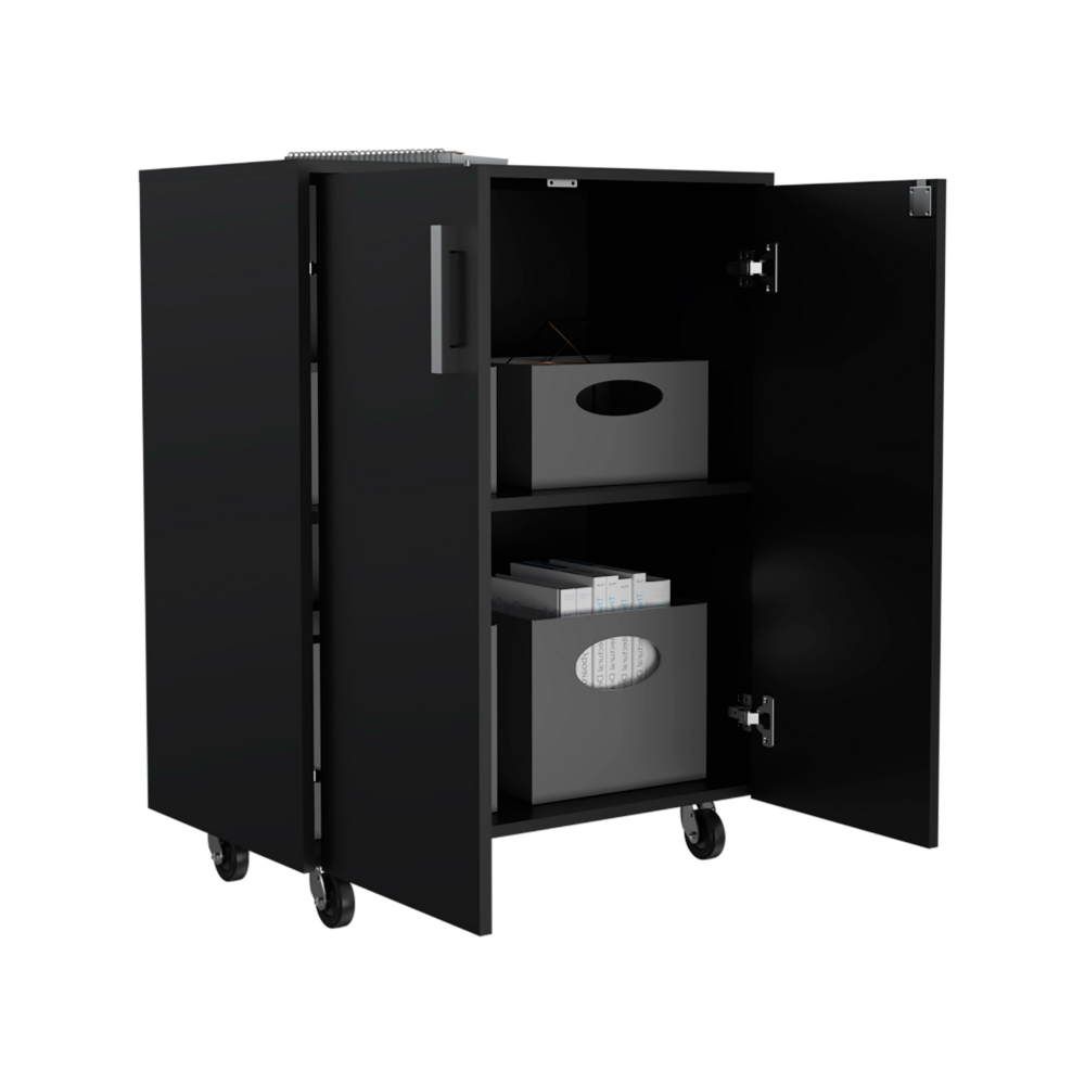 3 Drawers Storage Cabinet with Casters Lions Office, Black Wengue - Horizon Bliss