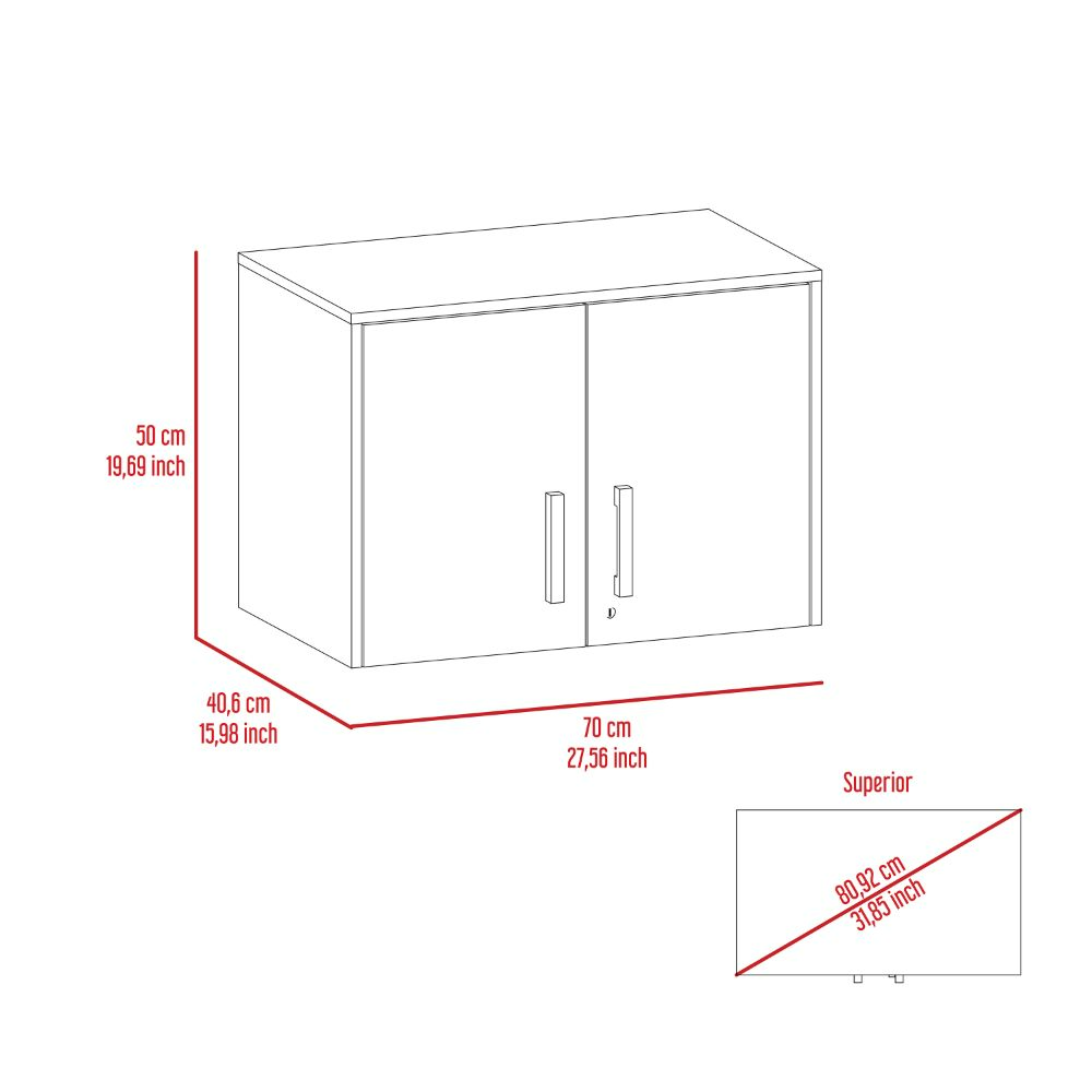 Wall Storage Cabinet Lions, 3 Shelves, Double Door, Black Wengue - Horizon Bliss