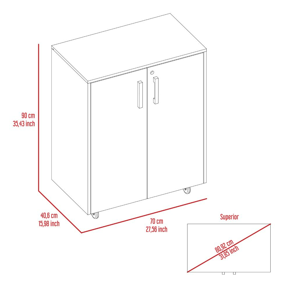 3 Drawers Storage Cabinet with Casters Lions Office, Black Wengue - Horizon Bliss