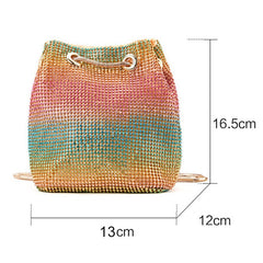 Crystal Bucket Bag for Women Multicolor Rhinestone Beaded Ladies