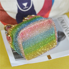 Crystal Bucket Bag for Women Multicolor Rhinestone Beaded Ladies