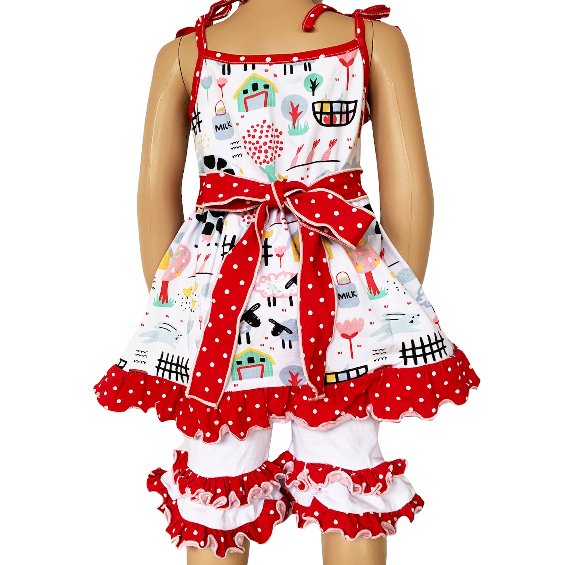 AnnLoren Little & Big Girls Farm Animals Dress and Capri Ruffle - Horizon Bliss