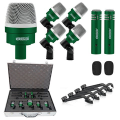 5 Core Drum Mic Kit 7 Piece Dynamic XLR Kick Bass Tom Snare Microphone - Horizon Bliss