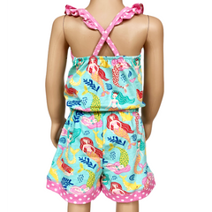 AnnLoren Girls Boutique Nautical Mermaid Jumpsuit  Spring Summer - Horizon Bliss