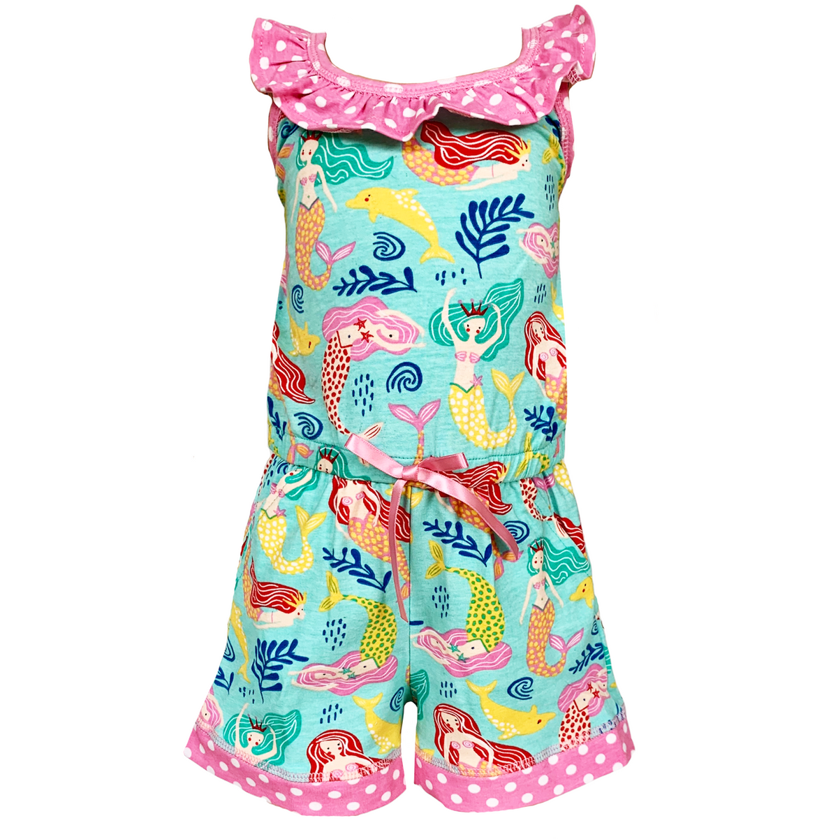 AnnLoren Girls Boutique Nautical Mermaid Jumpsuit  Spring Summer - Horizon Bliss