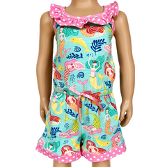 AnnLoren Girls Boutique Nautical Mermaid Jumpsuit  Spring Summer - Horizon Bliss